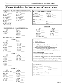 Course Worksheet Class of 2017