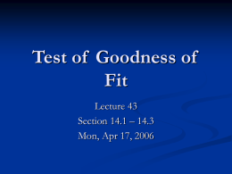 Lecture 43 - Test of Goodness of Fit