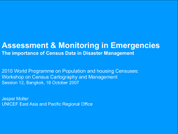 Assessment & Monitoring in Emergencies The importance of