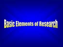 Basic Elements of Criminal Justice Research