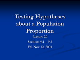 Lecture 29 - Hypothesis Testing Introduction