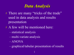 Results Analysis and Presentation
