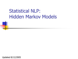 Statistical NLP: Hidden Markov Models