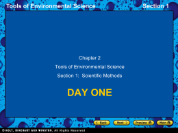 Tools of Environmental Science Section 1 Scientific Habits