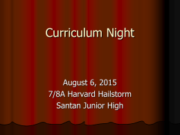 8th Grade Curriculum Night Presentation 2015