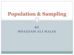 Lecture 4: Population & Sampling Designs