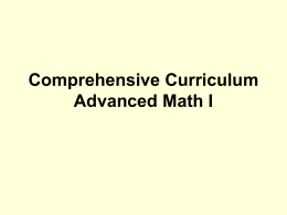 Comprehensive Curriculum Advanced Math I