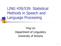LING 696B: Computational Models of Phonological Learning