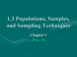 Populations, Samples, and Sampling Techniques