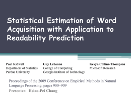 An Analysis of Statistical Models and Features for Reading Difficulty