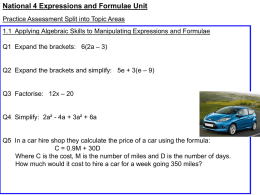 National 4 Expressions and Formulae Practice Assessment with