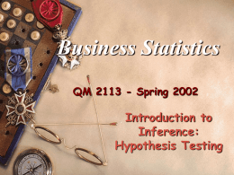 Introduction to Inference (Hypothesis Testing)