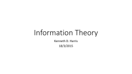 Week 7: Information theory
