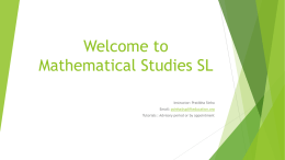 Welcome to Mathematics SL