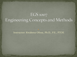 EGS 1007 Engineering Concepts and Methods