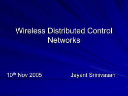 Lecture 10 Wireless Distributed Control Networks