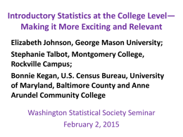 Presentation Slides - Washington Statistical Society