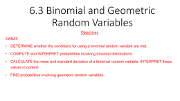 6.3 Binomial and Geometric Random Variables