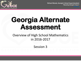 Overview of High School Mathematics: Session 3