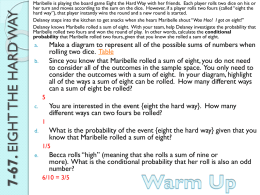 Warm Up 7.2.1 Conditional Probability and Independence