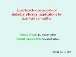 Quantum Computation and Statistical Physics