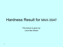 Hardness Result for MAX-3SAT - CS