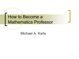 How to be a Mathematics Professor