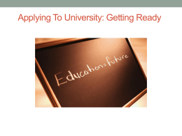 Applying To University: Getting Ready