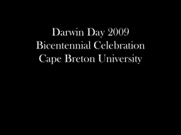 Darwin Day Talk 2009 - Cape Breton University