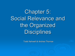 Chapter 5: Social Relevance and the Organized Disciplines