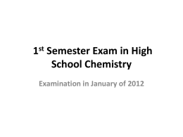 1st Semester Exam in High School Chemistry
