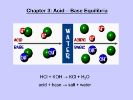 Acid – Base Equilibria - Faculty Server Contact