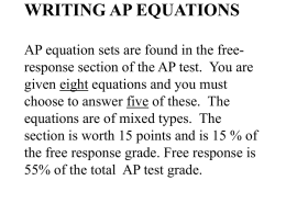 WRITING AP EQUATIONS AP equation sets are found in the free