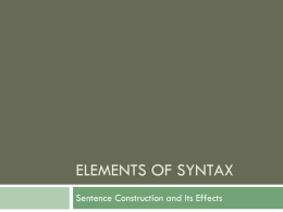 Elements of Syntax
