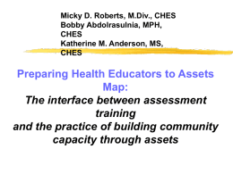 Preparing health educators to assets map: The interface between