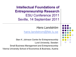 Intellectual foundations of Entrepreneurship