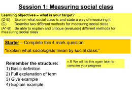 Session 1: Measuring social class