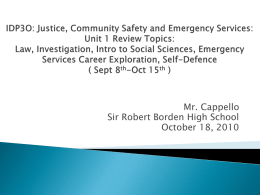 IDP3O: Justice, Community Safety and Emergency Services