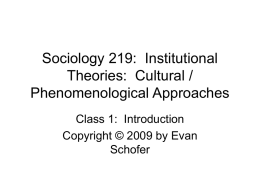 Sociology 219: Institutional Theories: Cultural