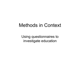 Methods in Context questionnaires