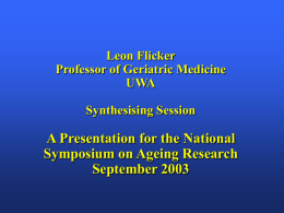 Me Leon Flicker Professor of Geriatric Medicine University