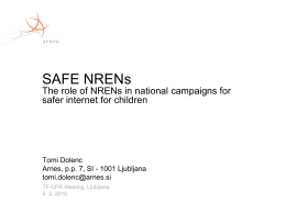 SAFE NRENs The role of NRENs in national campaigns for