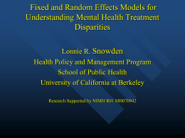Fixed and Random Effects Models for Understanding Mental Health