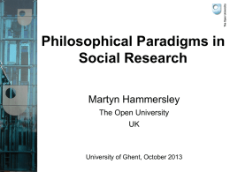 Paradigms and Social Research Ghent 2013