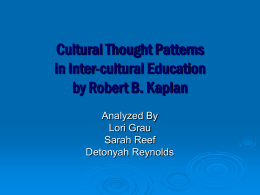 Cultural Thought Patterns in Inter-cultural Education by Robert B