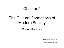 The Cultural Formations of Modern Society