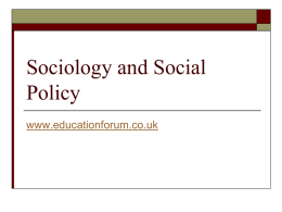 Sociology and Social Policy