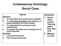 Social Mobility & Social Class Reproduction