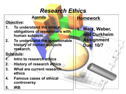 Research Ethics - Dr. Cacace`s Social Studies Page 2014-2015
