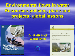 Eflows in Water Policies, Plans and Projects